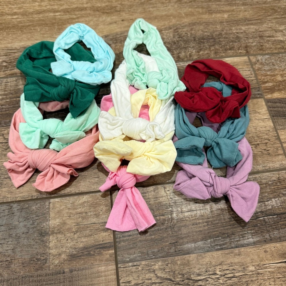 Baby Toddler Soft Fabric Headband Bows Assorted‎ Colors Pack 10